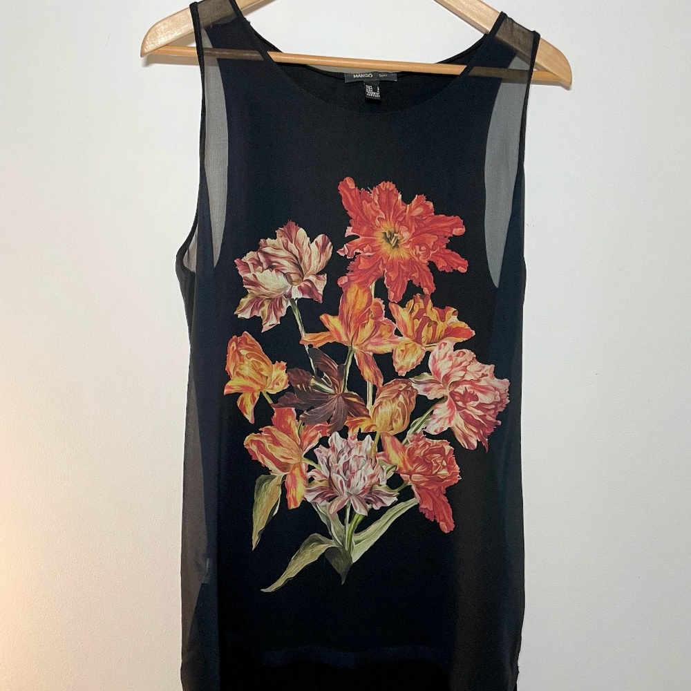 MANGO SHEER BLACK TUNIC, size small